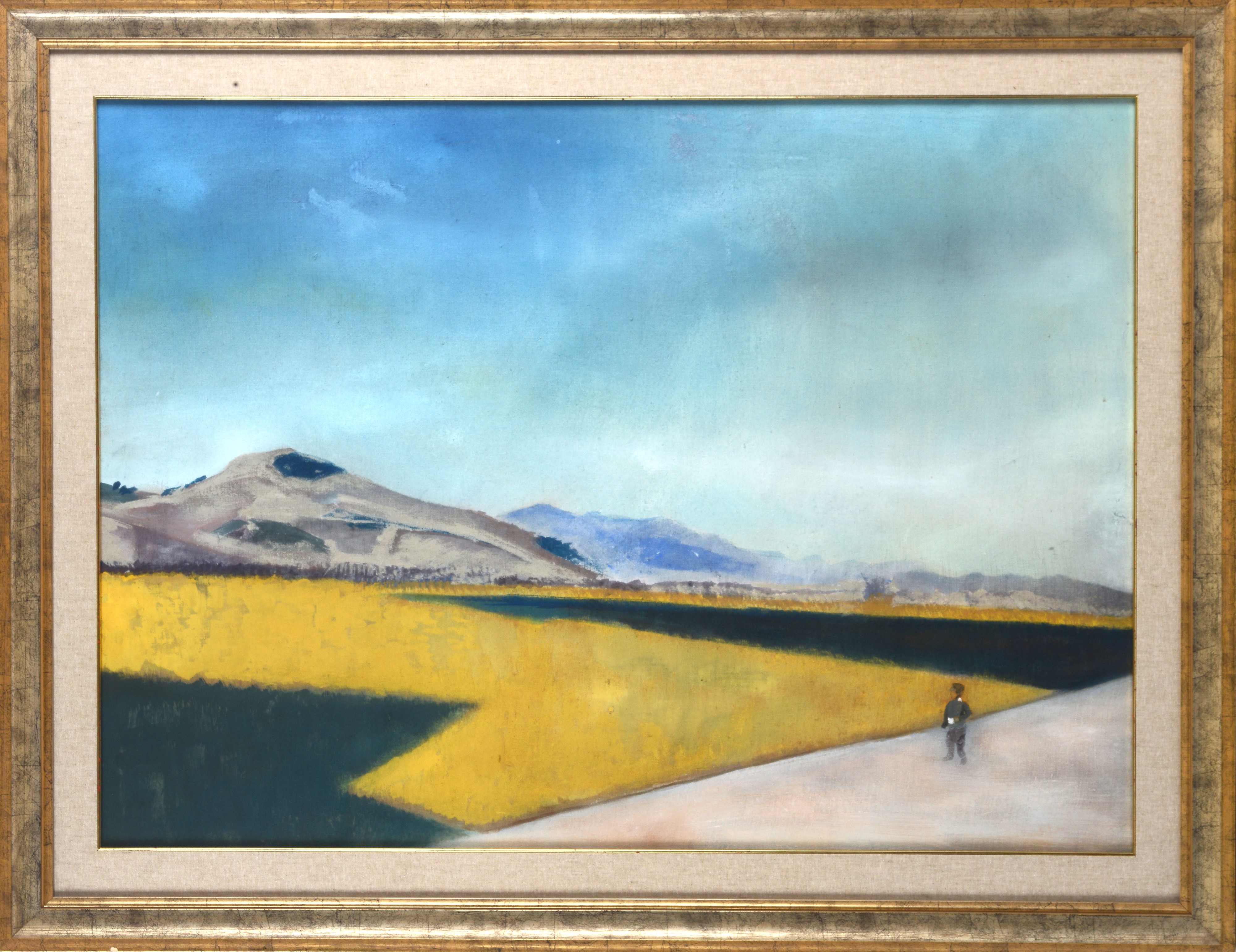 Giuliano Grassellini - Paesaggio con figura, olio su tela