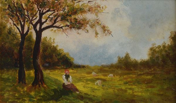 Anonimo, XX sec. - Paesaggio con figura