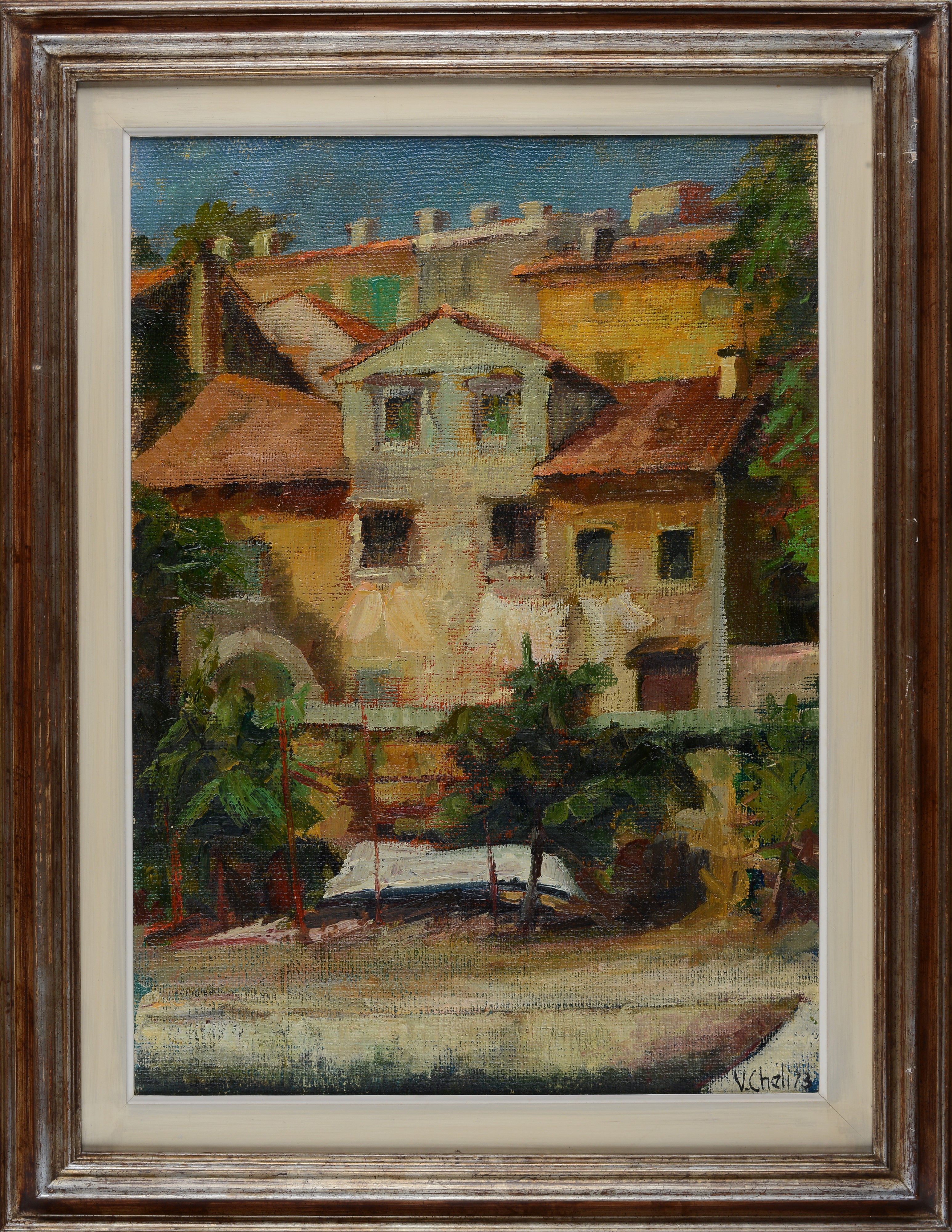 Valerio Cheli - Case di Volosko, olio su tela