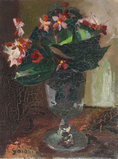 Anonimo del XX secolo, Vaso con fiori