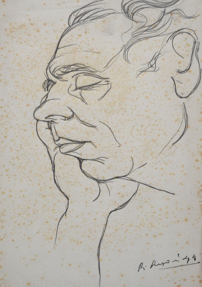 Ritratto di Ottone Rosai, matita su carta (1948)