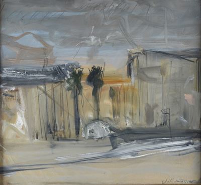 Paesaggio urbano, olio su cartone (1985)