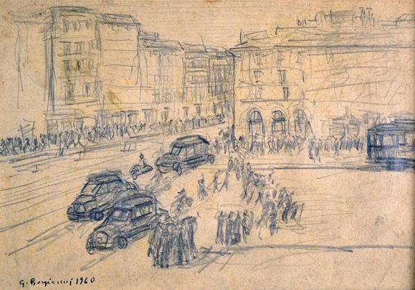 Guido Borgianni - Strada con macchine e figure