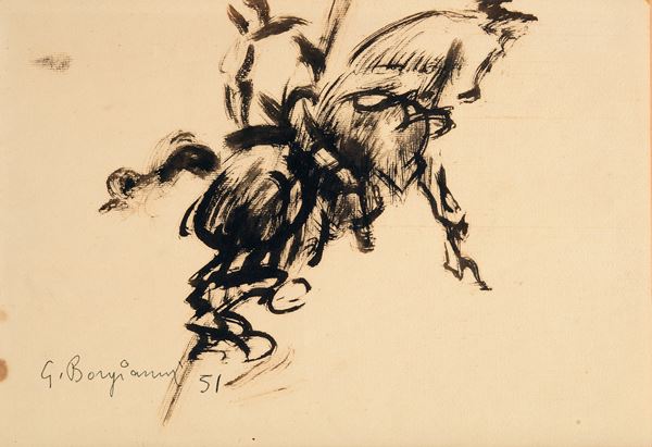 Guido Borgianni : Picador  (1951)  - Inchiostro acquerellato su carta - Asta ARREDI, OGGETTISTICA E AUTORI DAL XIX AL XXI SEC - Pananti Online