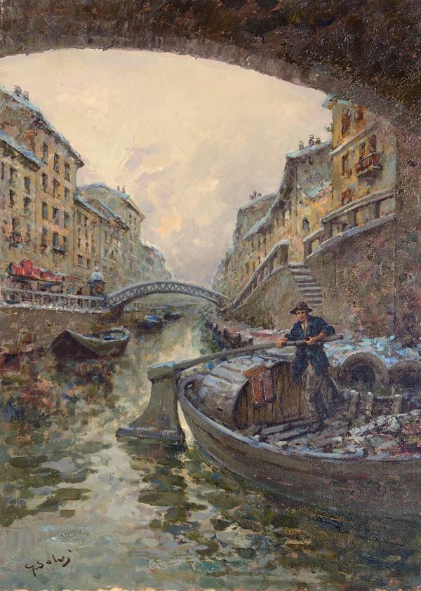 Giuseppe Salvi - Barcone sul canale