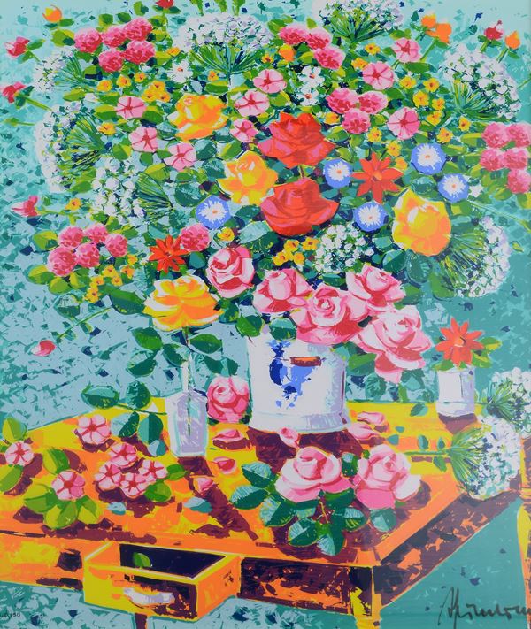 Athos Faccincani - Tavola con vaso di fiori