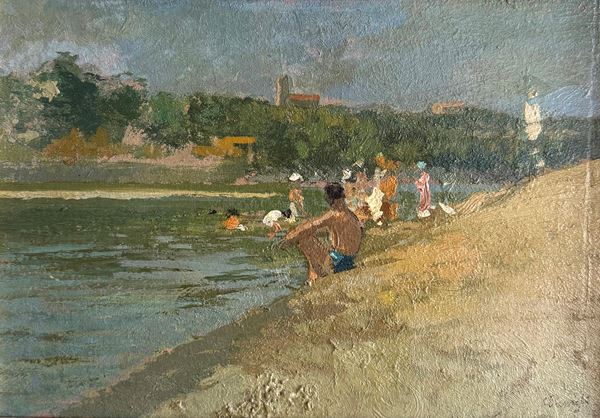 Carlo Passigli - Bagnanti sul fiume