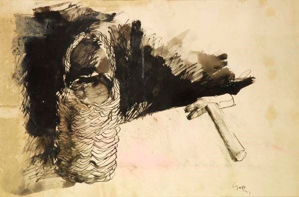 Attr. a Renato Guttuso - Natura morta con cesta e martello 