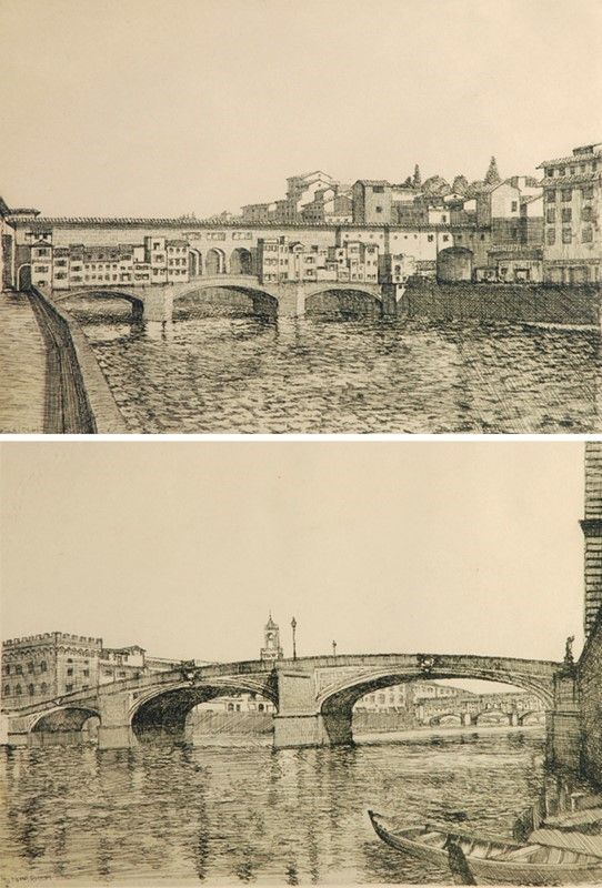 Anonimo, XX Sec. - Ponte alle Grazie; Ponte Vecchio