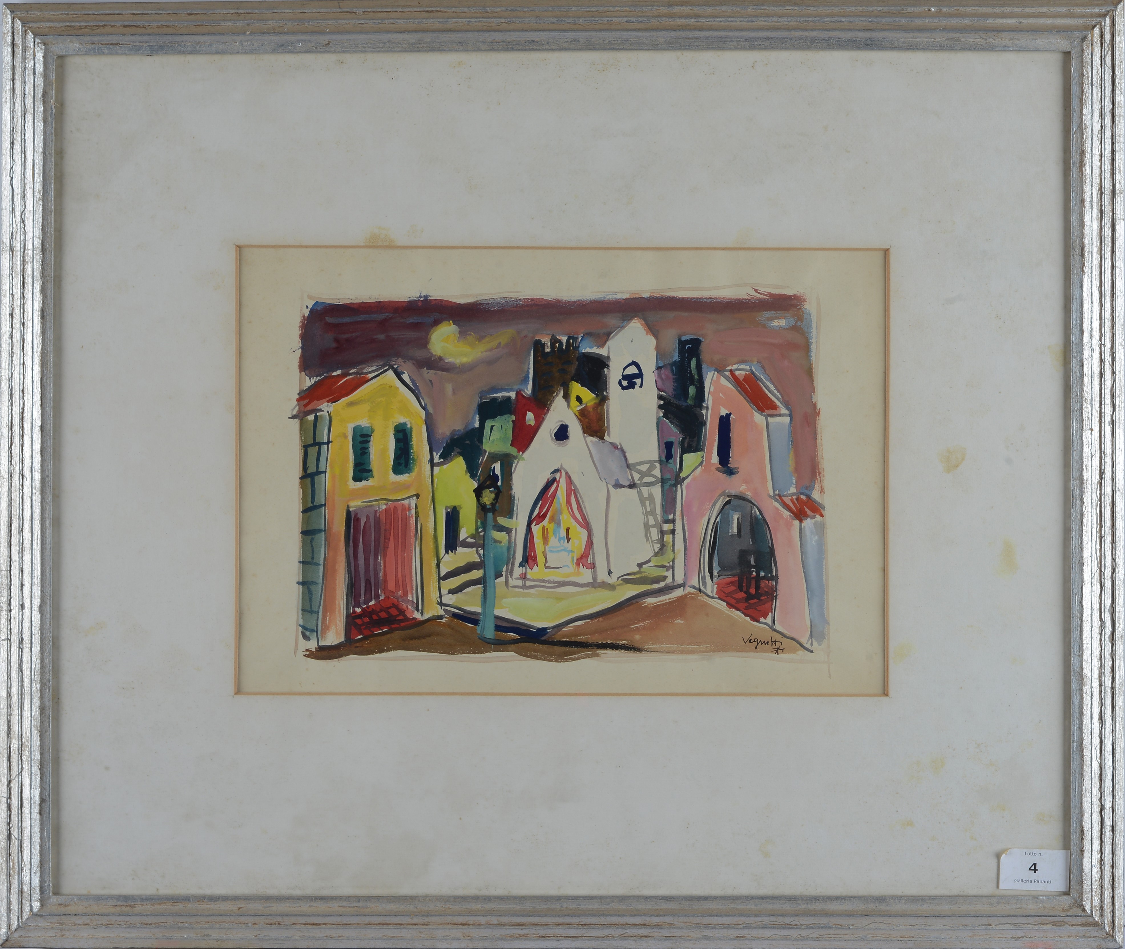 Gianni Vagnetti - Bozzetto per la Cavalleria Rusticana, anni '40, tecnica mista su cartoncino