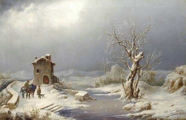 Anonimo, XX Sec. - Paesaggio Innevato