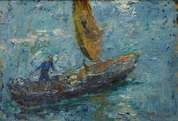 Attr. a Leonardo Bazzaro - Barca a Vela