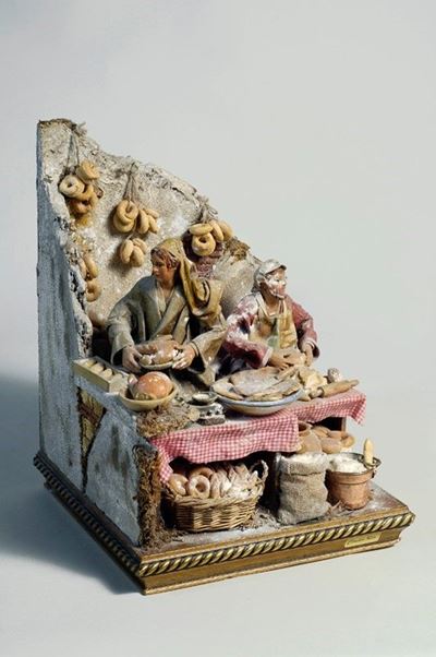 Gruppo di Personaggi da Presepe in Cartapesta