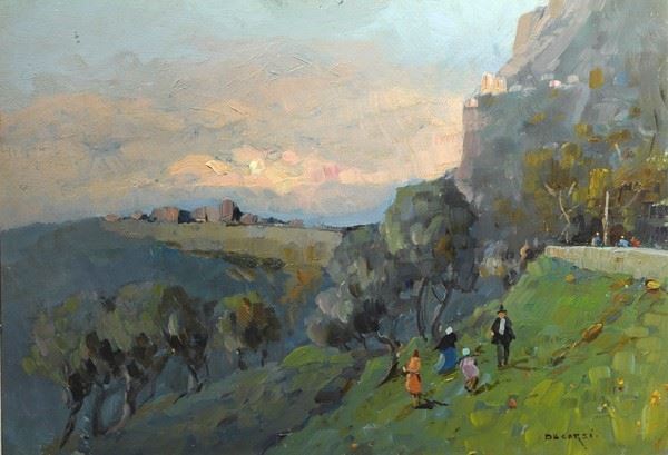 Nicolas De Corsi - Paesaggio al tramonto con figure