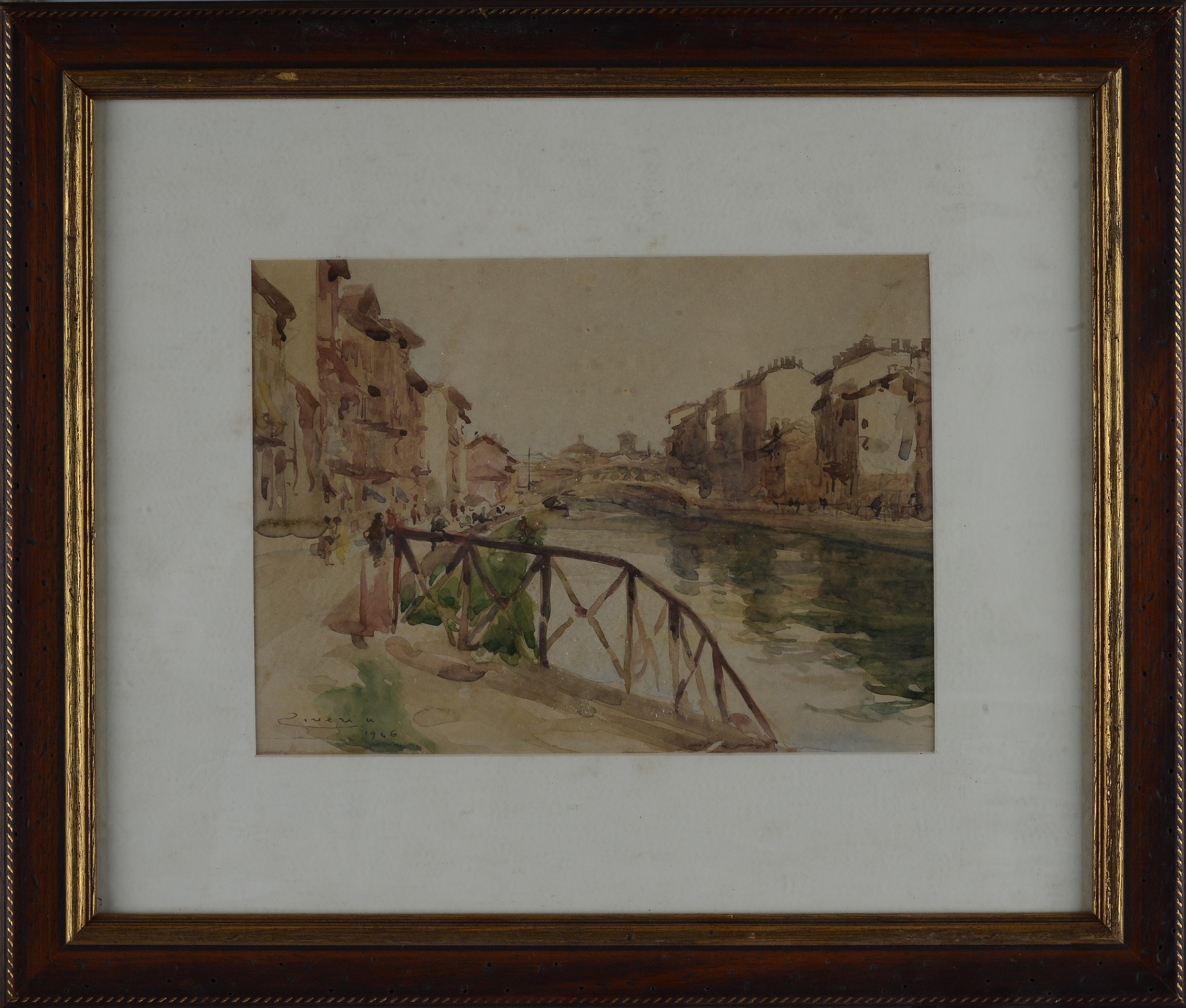 Umberto Ziveri - Canale di Venezia, acquerello su carta, 1946