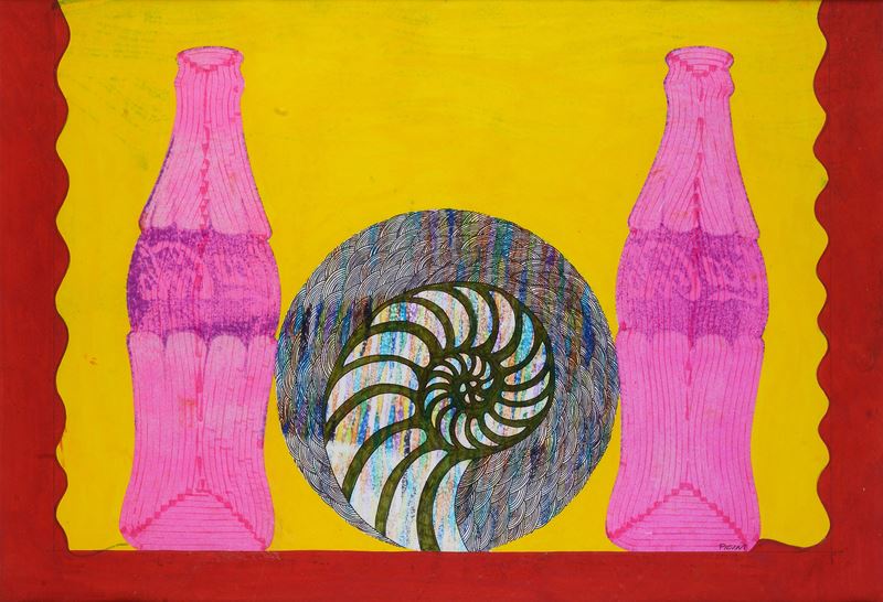 Andrea Picini - Coca Cola con lumaca 2, tecnica mista su carta