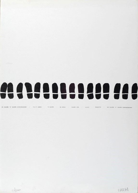Enzo Cucchi - Un valore per scarpe, litografia (tiratura 54/100)