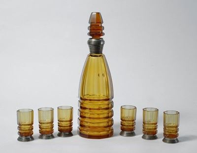 Set da Liquore in Vetro Molato e Argento