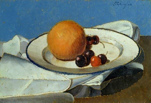 Oscar Ghiglia - Piatto con Ciliegie