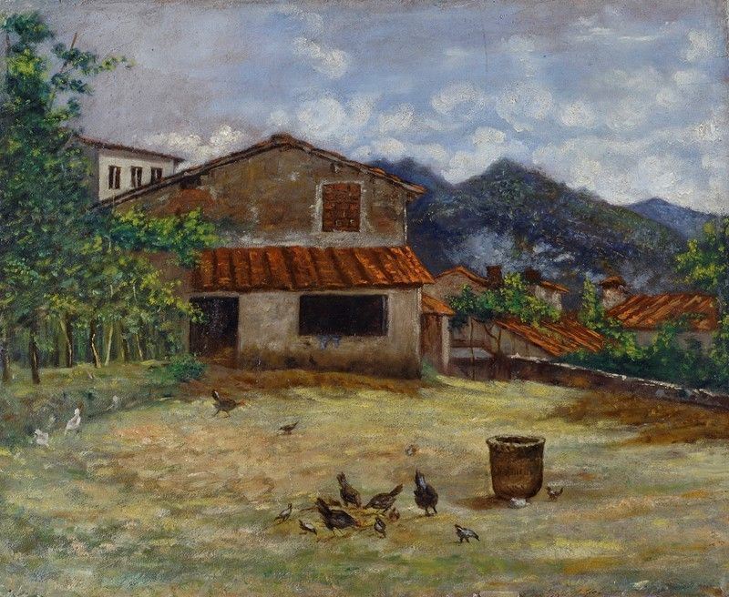 Adolfo Tommasi - Veduta di Campagna con Casale