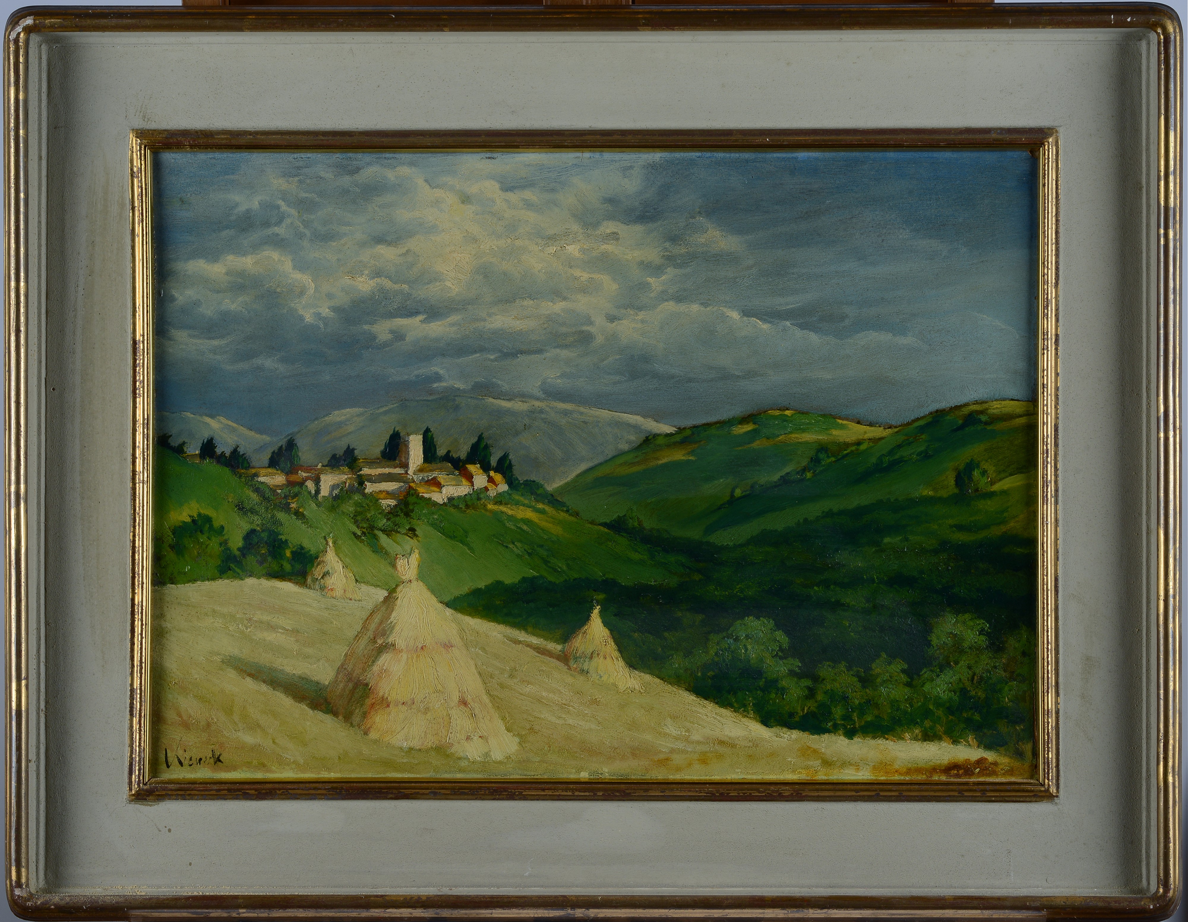 Anonimo, XX Sec. - Anonimo, Paesaggio, olio su cartone, 50x70 cm