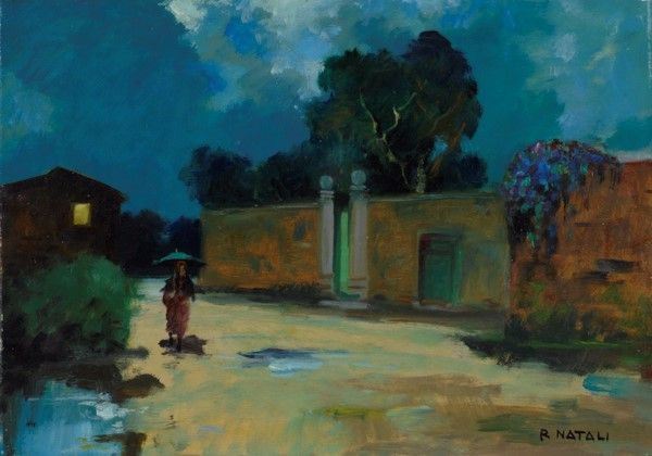 Attr. a Renato Natali - Notturno con figura   