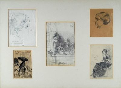 Lotto di 5 Disegni