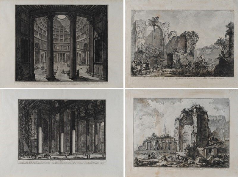 Lotto Composto da Quattro Stampe Tratte dalle "vedute di Roma Disegnate ed Incise da Giambattista...
