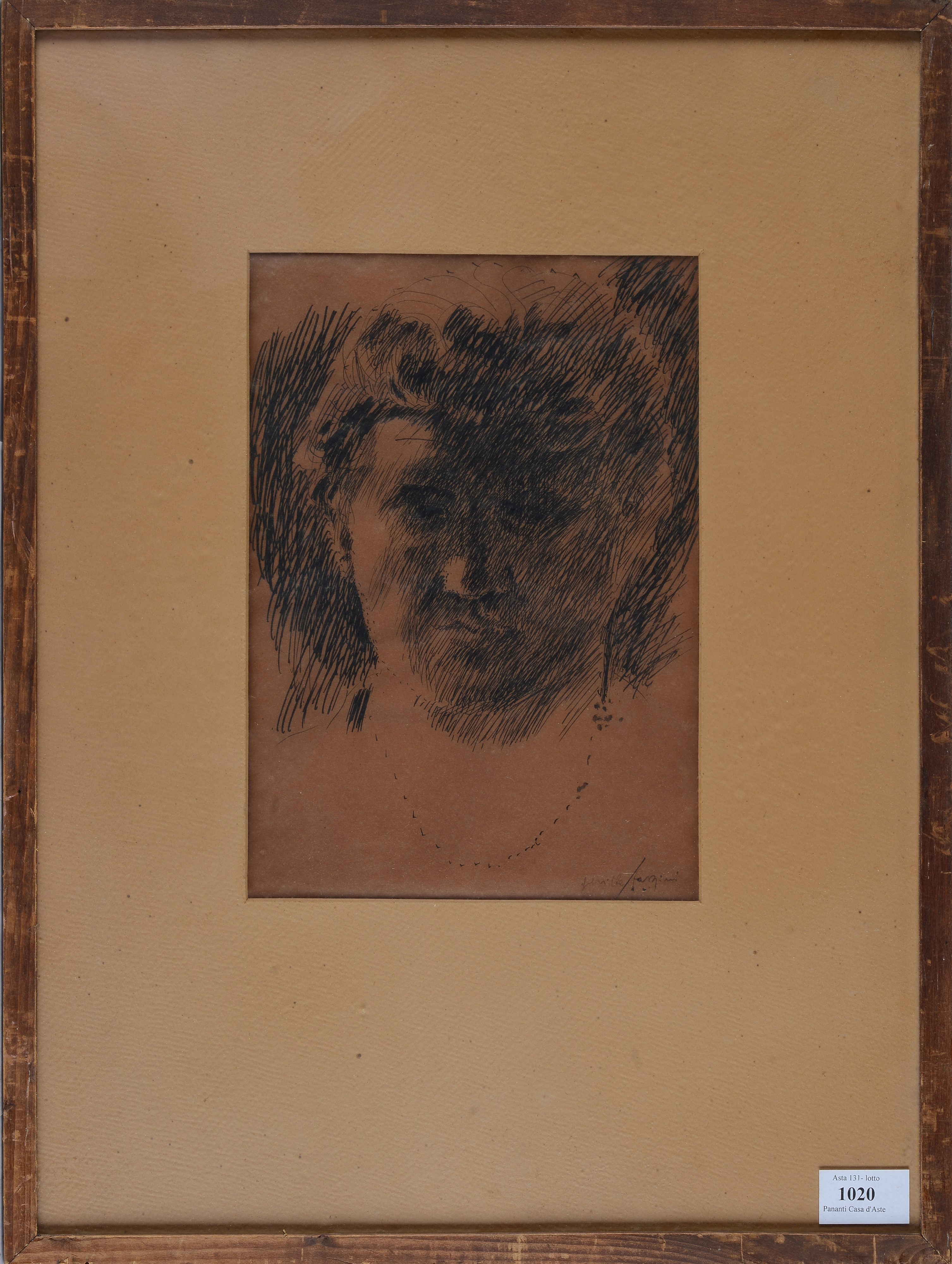Pericle Fazzini - Ritratto, inchiostro su carta