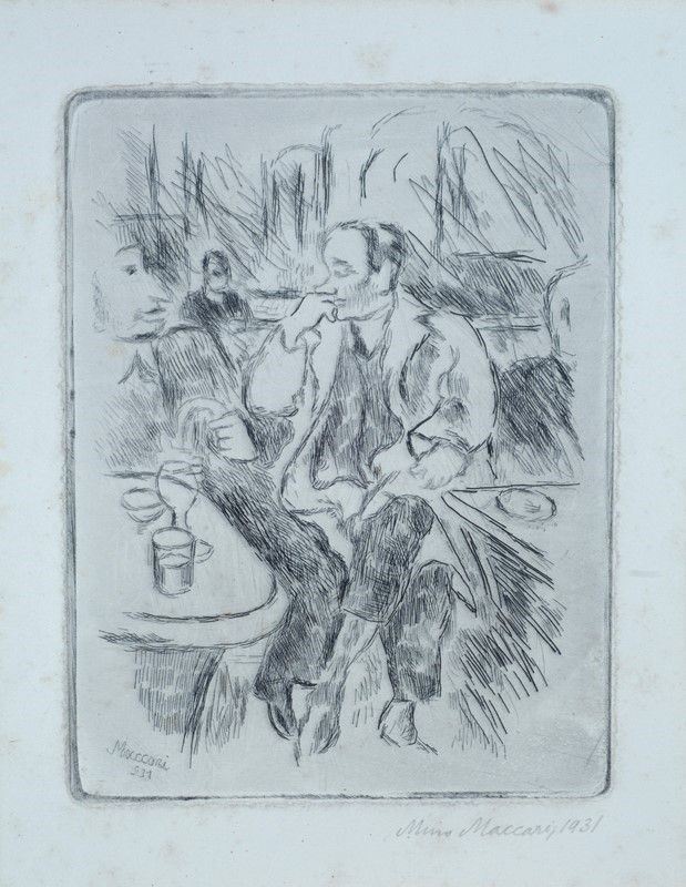 Mino Maccari - Autoritratto al caffè