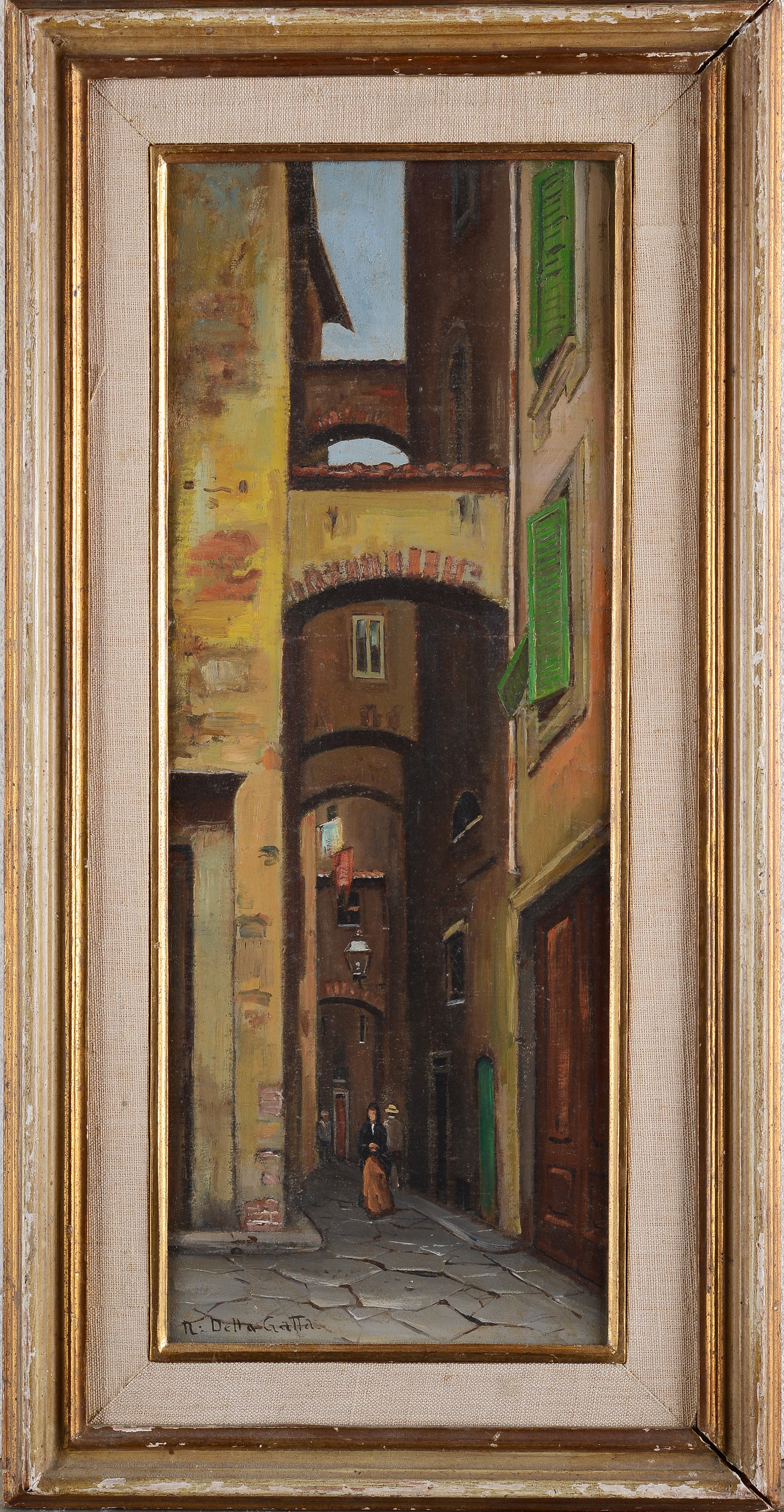 Nino della Gatta - Vicolo, olio su tavola