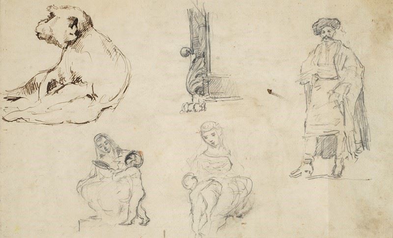 Schizzi di scimmia e figure