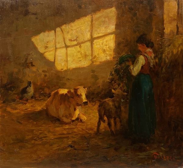 Giuseppe Palizzi - Interno di stalla