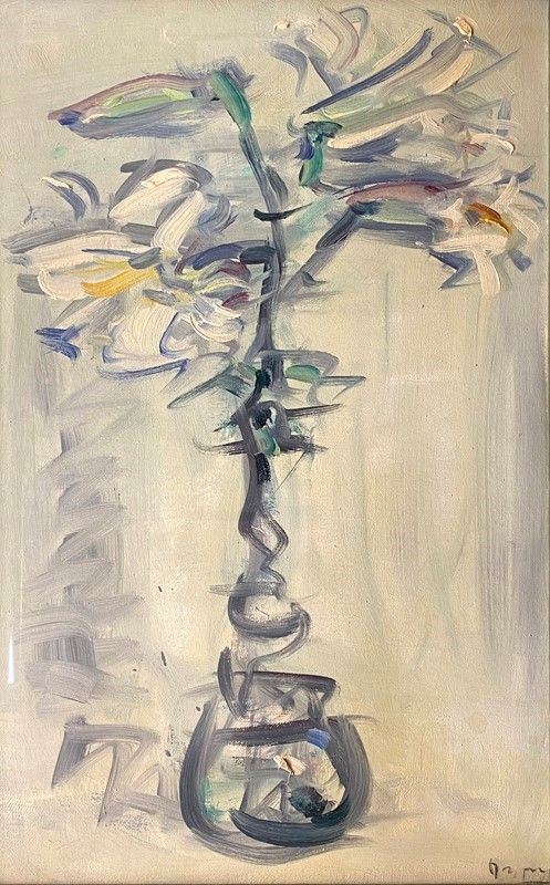Enzo Pregno - Vaso di fiori, olio su tela