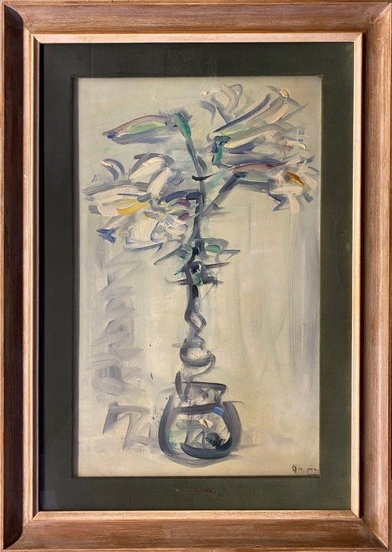 Enzo Pregno - Vaso di fiori, olio su tela