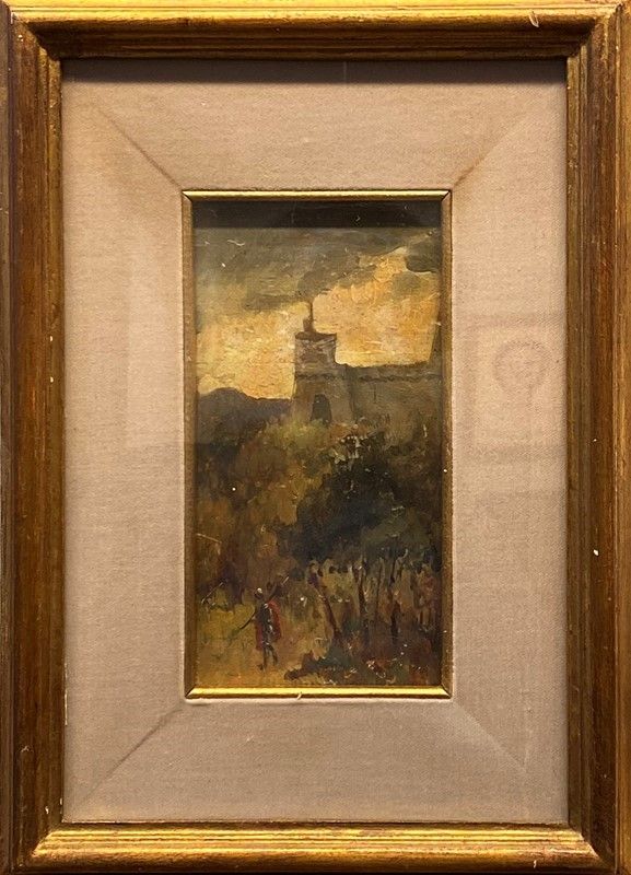 Paesaggio con castello e figure