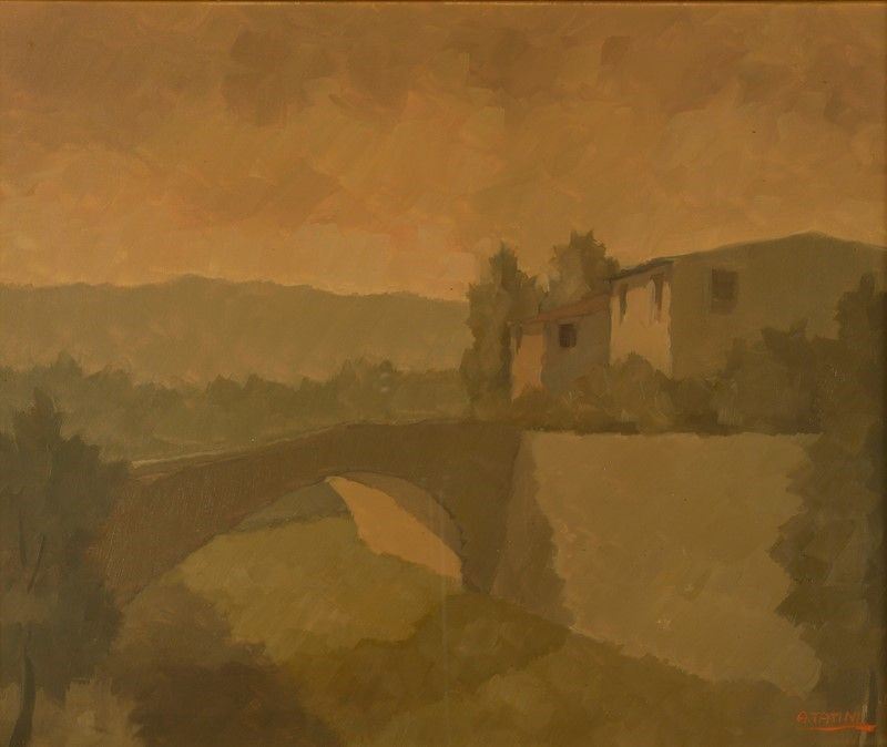 Alviero Tatini - Paesaggio, olio su tela