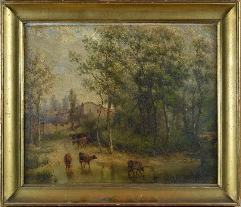 Anonimo, XIX Sec. - Paesaggio con Armenti
