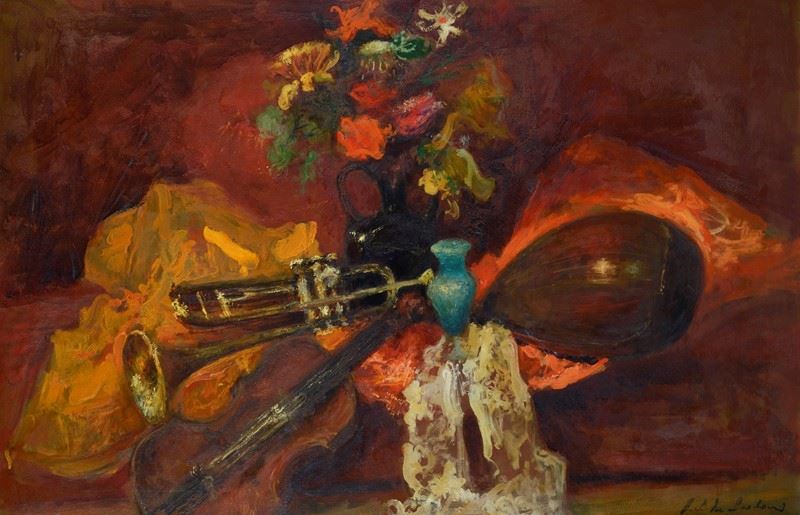 Osman Lorenzo De Scolari - Composizione, olio su tela