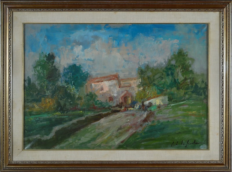 Osman Lorenzo De Scolari - Paesaggio, olio su tela (1970)