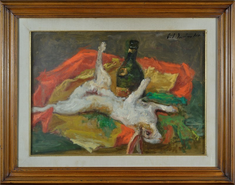 Osman Lorenzo De Scolari - Natura morta con coniglio, olio su tela (1968)
