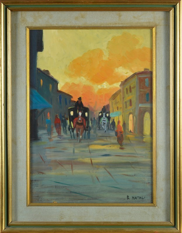 Attr. a Renato Natali - Strada con Carrozza