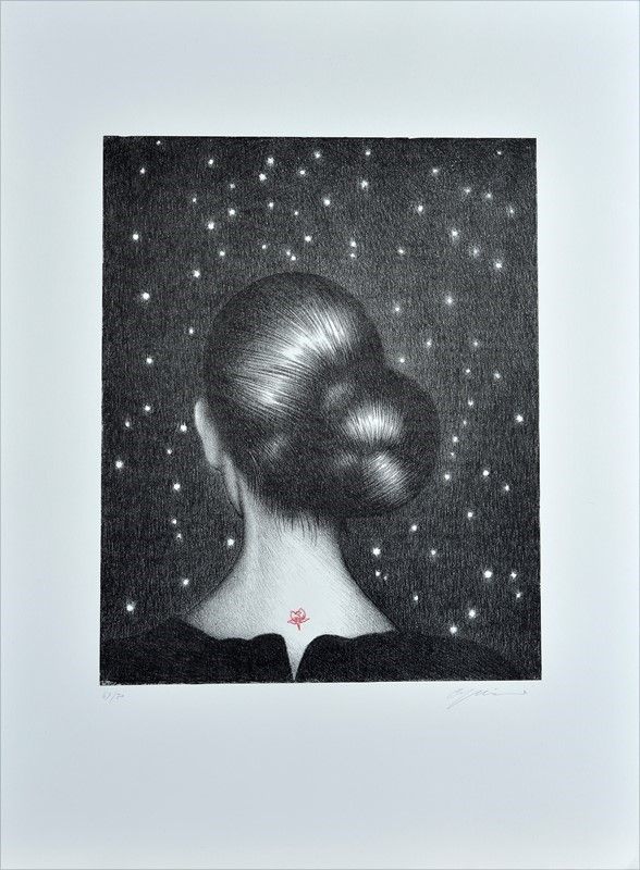 Omar Galliani - Berenice, litografia