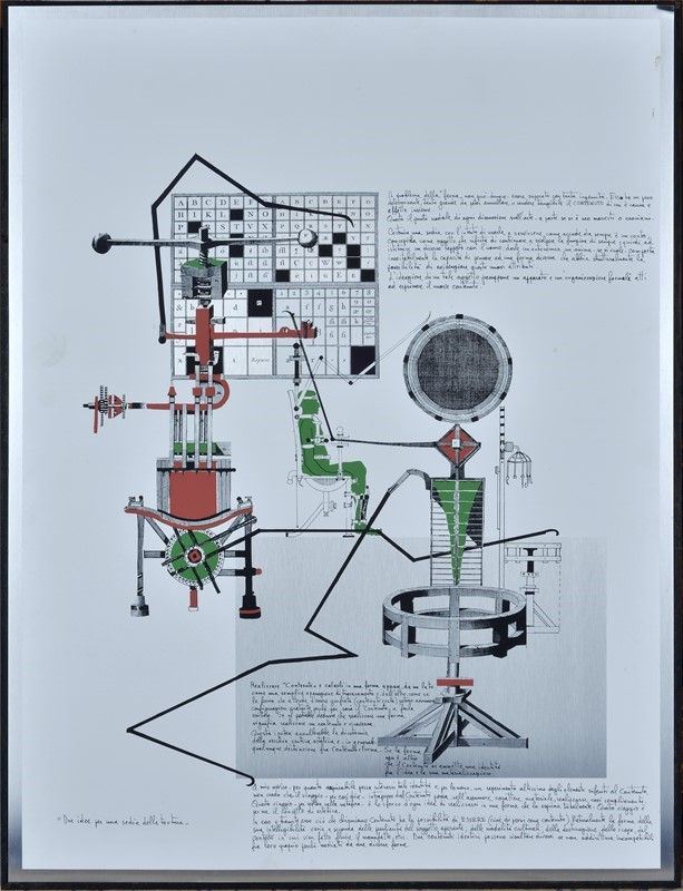 Mario Persico - Due idee per una sedia della tortura, anodiserigrafia colorata a mano su lastra d...