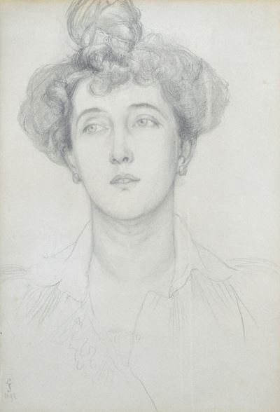 Scuola francese, Volto femminile (matita su carta)