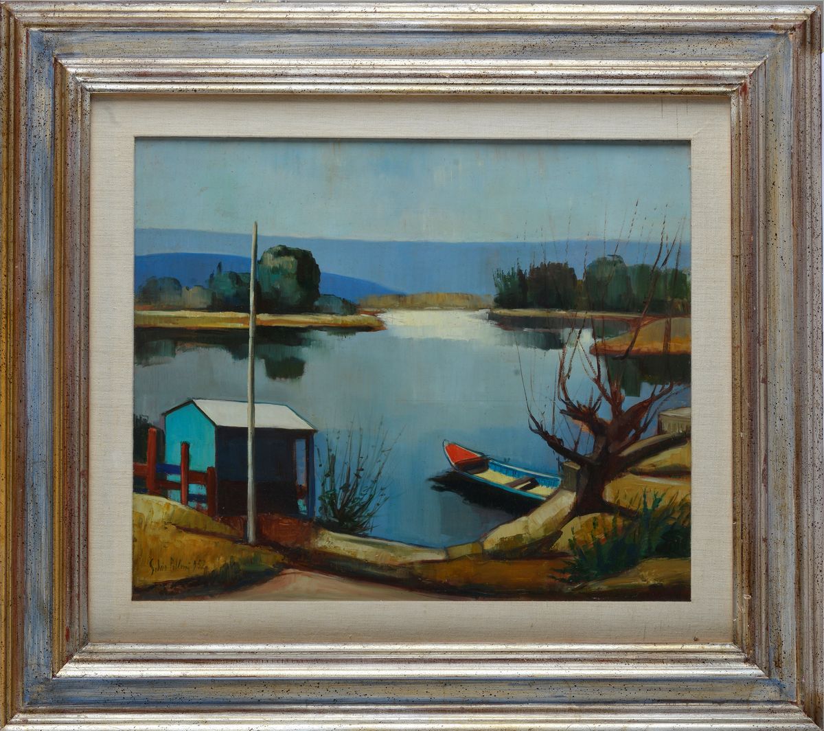 Paesaggio con fiume e barca