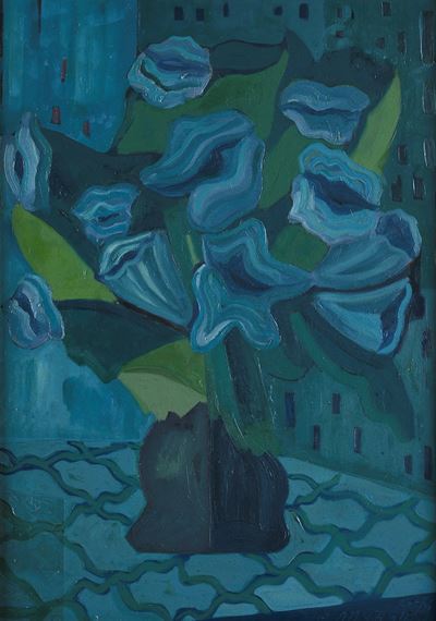Anonimo del XX secolo, Vaso di fiori, olio su tela (cm. 70x50), 1974