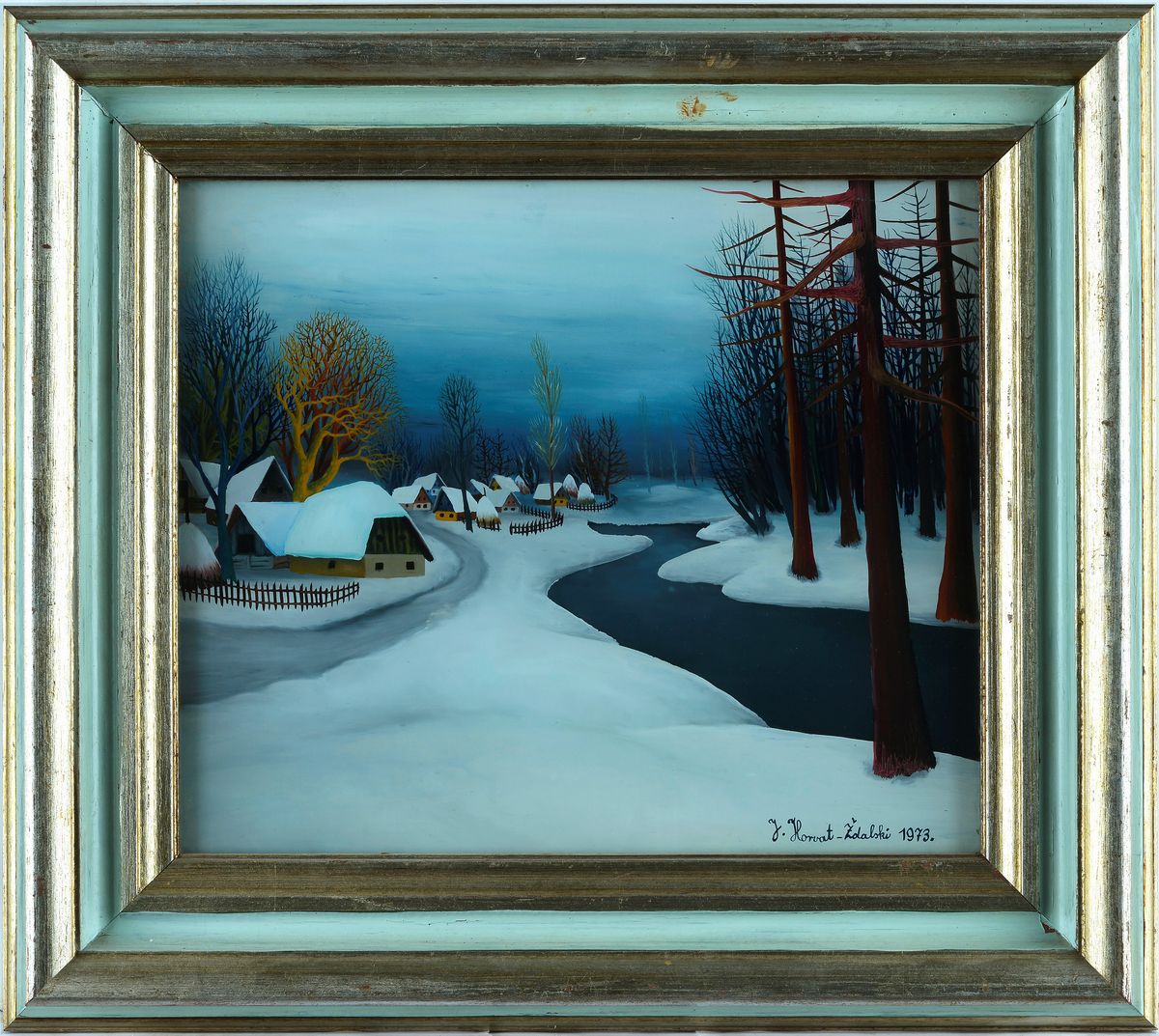 Paesaggio innevato con case