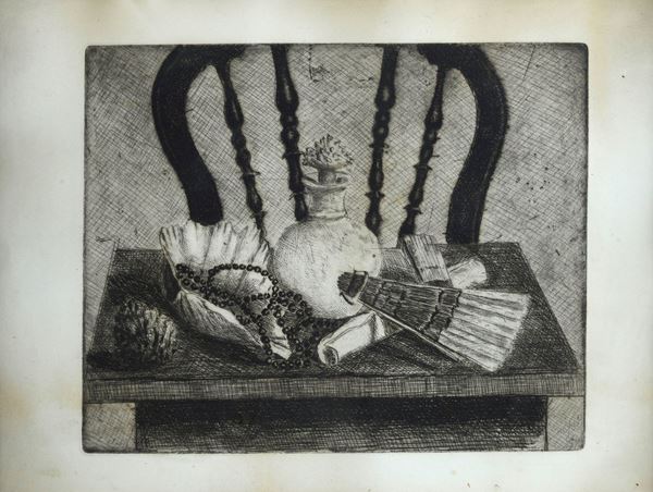 Felice Carena - Natura morta con ventaglio (1931)