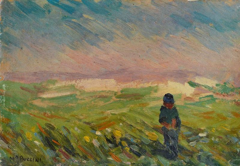 Attr. a Mario Puccini - Paesaggio con Figura
